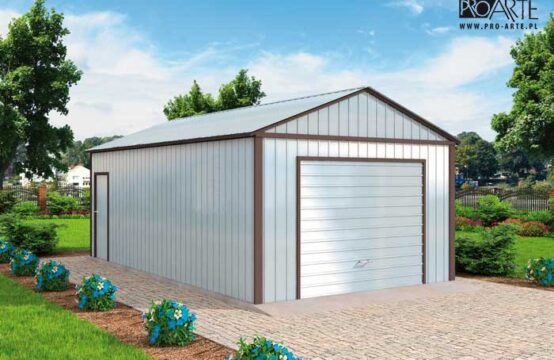 GB35 projekt garażu blaszanego jednostanowiskowego z pomieszczeniem gospodarczym