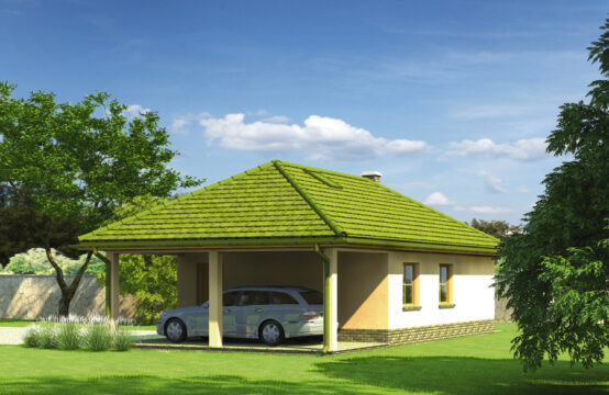 Garaż z wiatą garażową i wiatą rekreacyjną &#8211; GC78