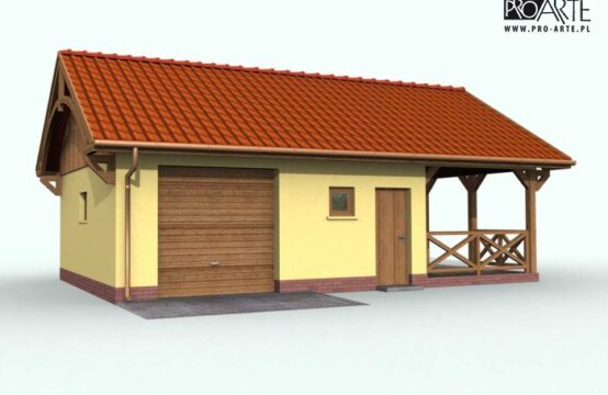 G56 garaż jednostanowiskowy z pomieszczeniem gospodarczym i wiatą