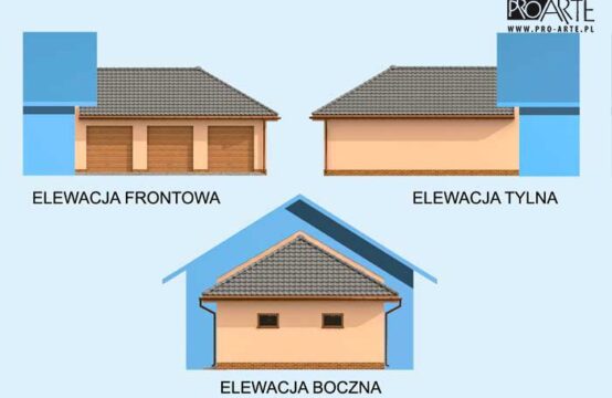 GP13 garaż dostawiany trzystanowiskowy