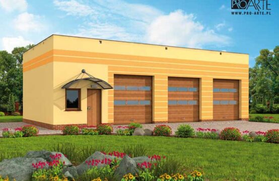 G250 garaż trzystanowiskowy z pomieszczeniami gospodarczymi