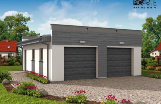 G1a2 szkielet drewniany, garaż dwustanowiskowy z pomieszczeniem gospodarczym
